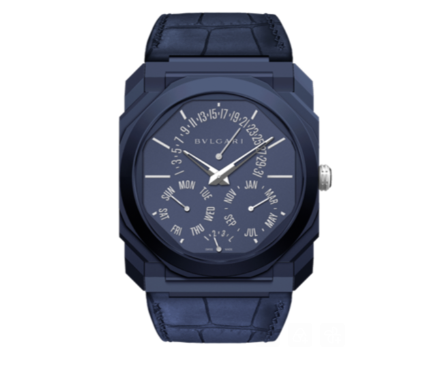 blue bvlgari octo time watch