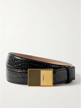 Elio Croc-Effect Patent-Leather Belt