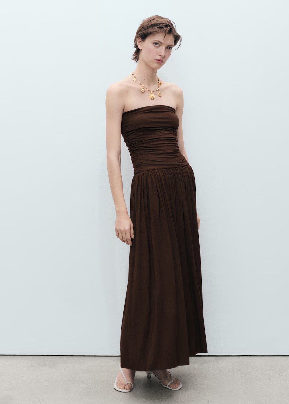 MANGO, Combined Strapless Dress