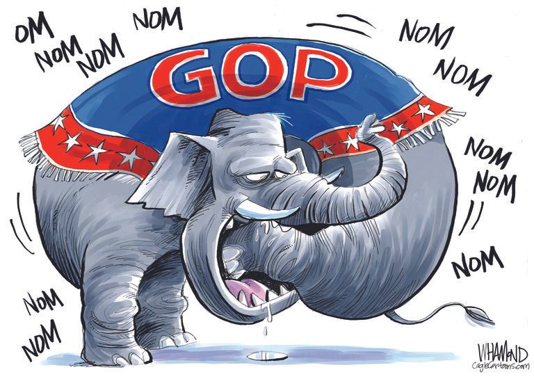 Political Cartoon U.S. GOP eating itself