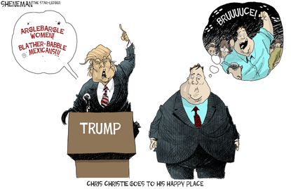 Political cartoon U.S. Trump Christie 2016