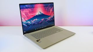 Studio photos of the 2026 ASUS Zenbook A16 laptop featuring the new Qualcomm Snapdragon X2 Elite Extreme processor.