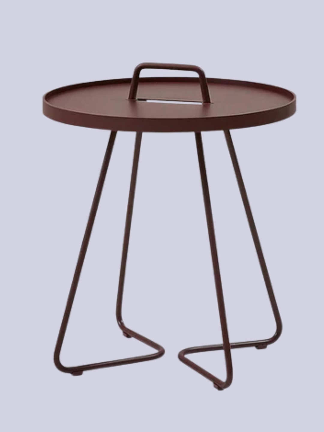 A wine-colored portable outdoor table