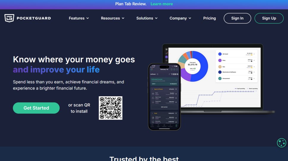 Pocketguard website screenshot (February 2026).