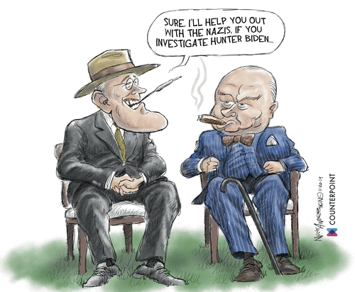 Political Cartoon U.S. Giuliani Quid Pro Quo Nazis Bidens Investigation