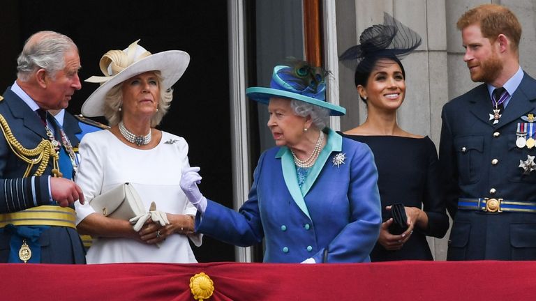 Duchess Camilla, Prince Charles, the Queen, Meghan Markle, Prince Harry