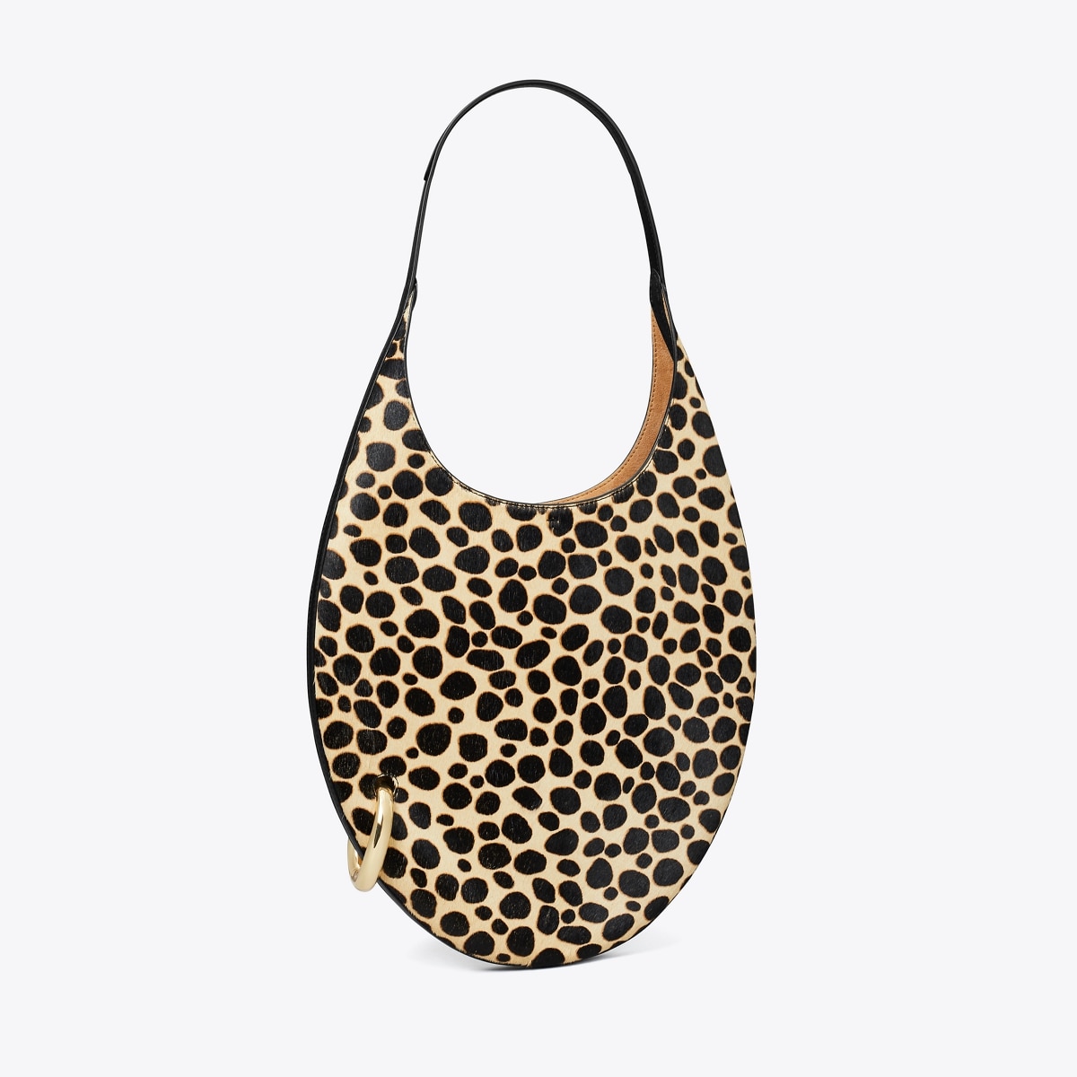 Pierced Calf Hair Handbag in Beige, Size Os