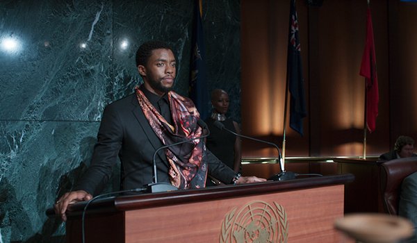 T'Challa to the United Nations, revealing the truth about Wakanda