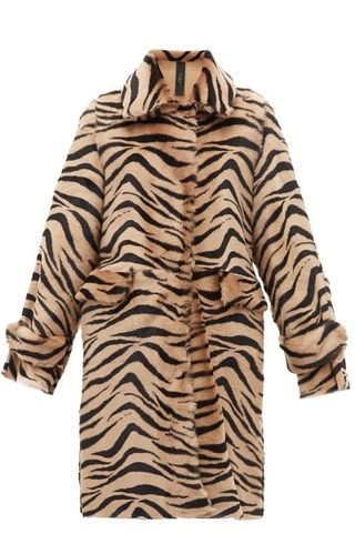 Zebra-Print Shearling Coat