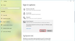 Windows 10 change picture password option