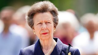 Princess Anne, Princess Royal unveils a statue of a Second World War Canadian Royal Regina Rifleman during a reception with members of the regiment to mark the 80th anniversary of D-Day on June 5, 2024