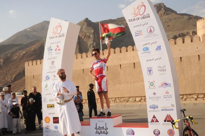 Joaquim Rodriguez celebrates his victory in the Tour of Oman