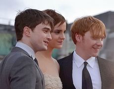 Daniel Radcliffe, Emma Watson & Rupert Grint (left to right) at the world premiere of Harry Potter & The Deathly Hallows Part 2 in London in July 2011.