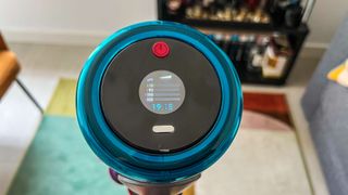 Dyson Gen5detect displays dirt data horizontally on the round LCD screen