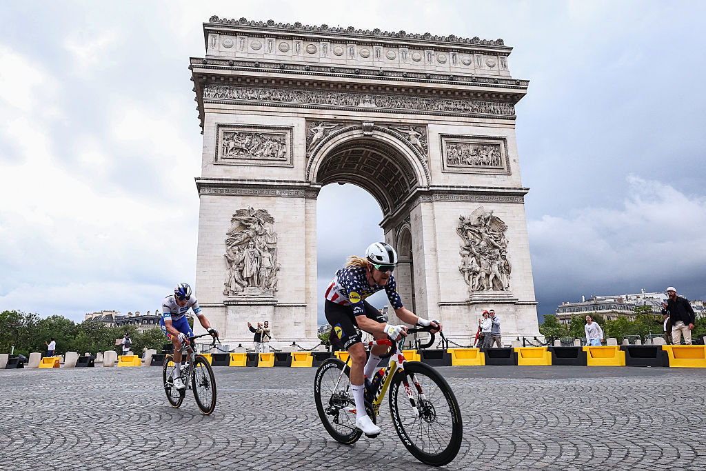 Quinn Simmons in the final stage of the 2025 Tour de France