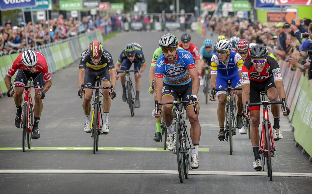 Peter Sagan finishes stage 5 at the BinckBank Tour