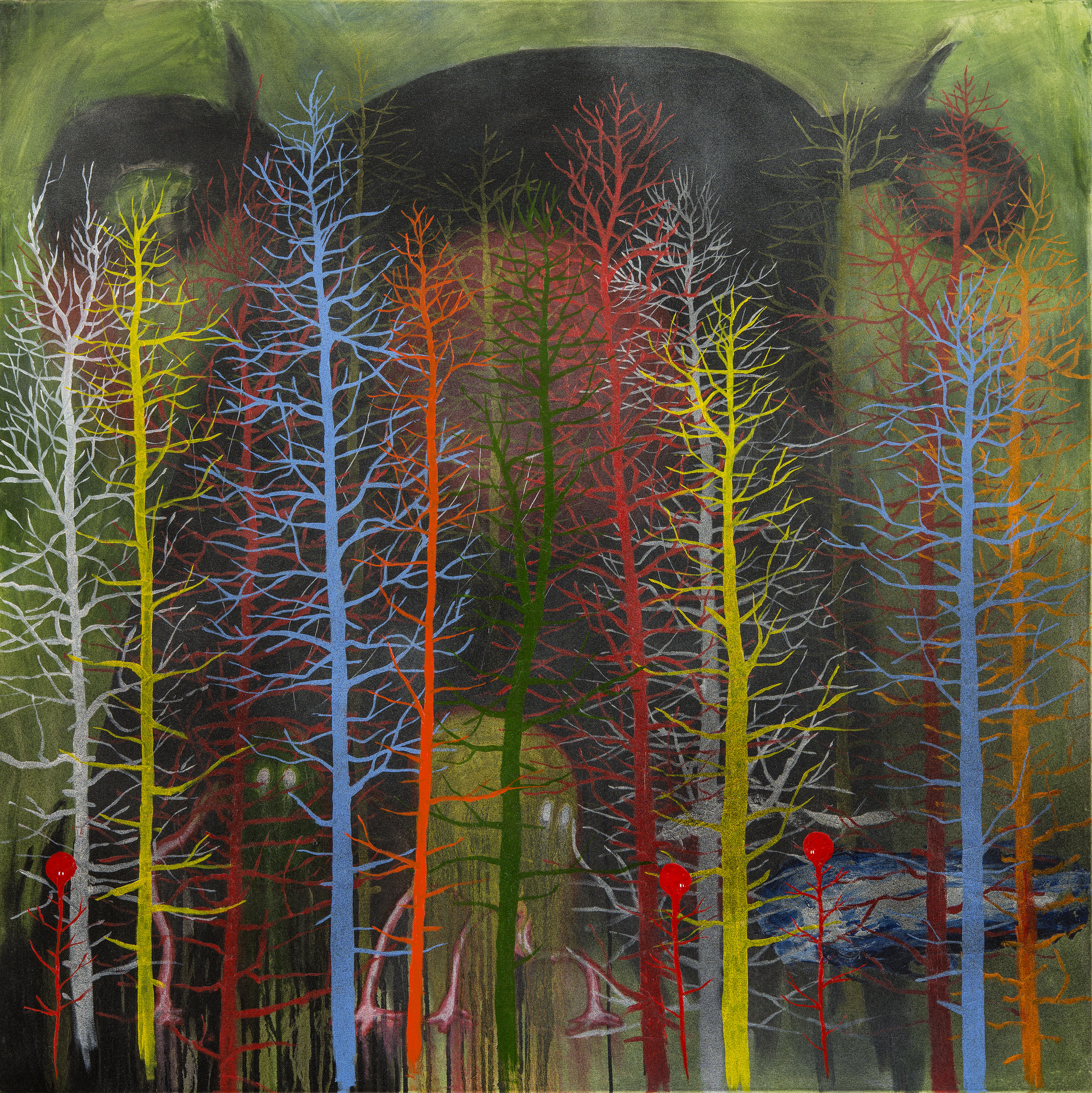Radiohead artwork of colourful trees
