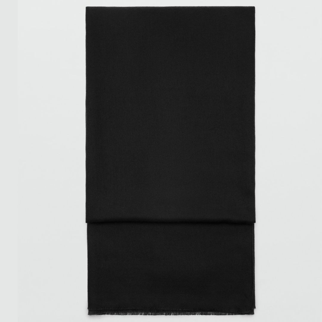 Mango Frayed Edge Black Scarf