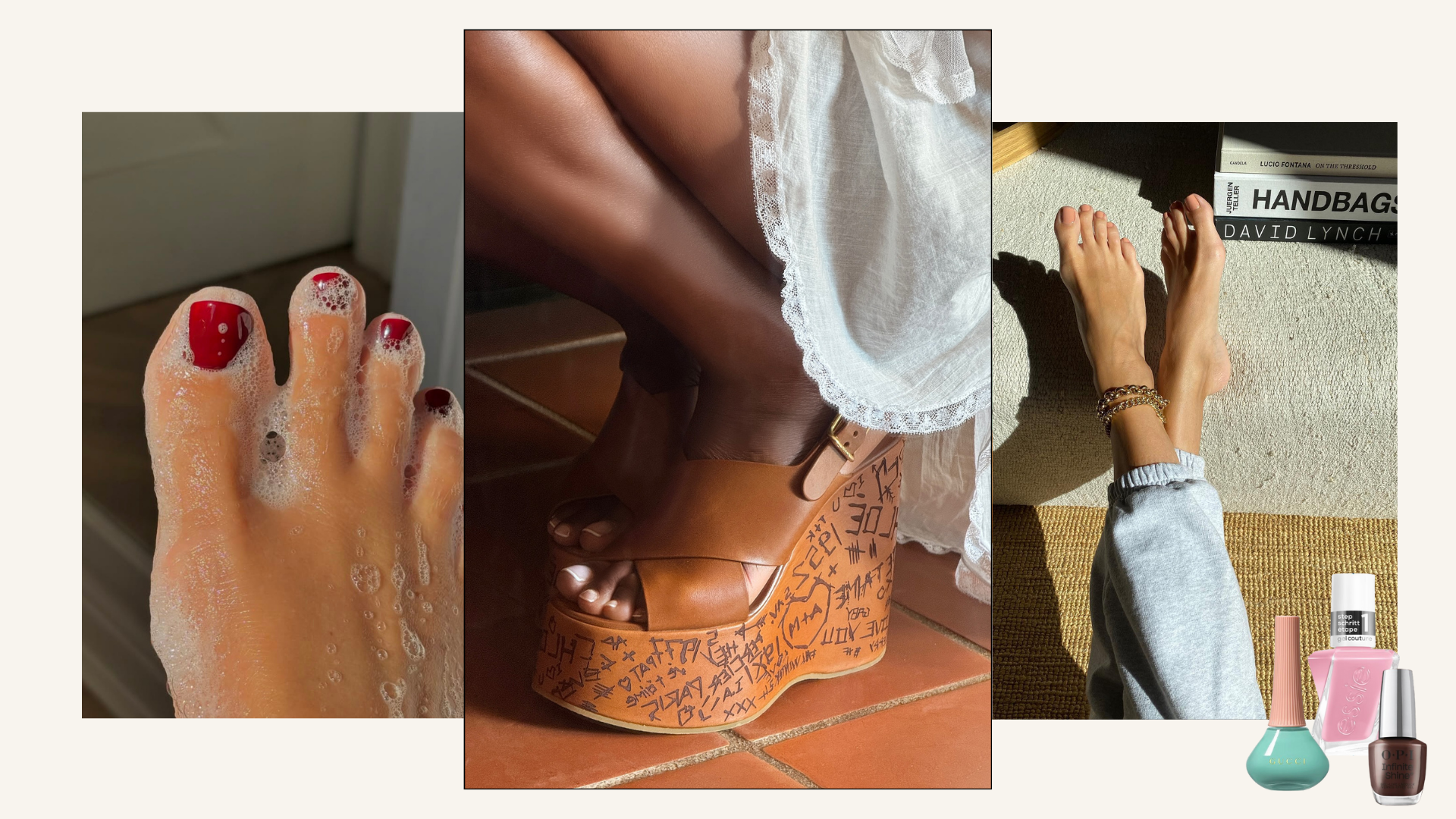 Pedicures for September featuring images from Rosie Huntington-Whitley, Emmanuelle K and Milly Mason