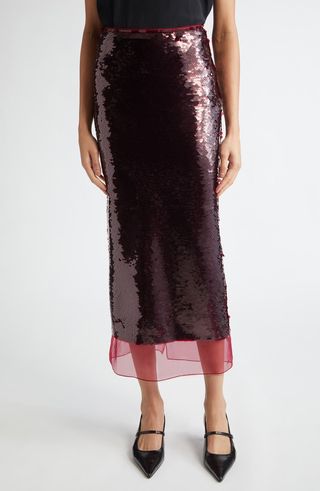 Kazu sequin column midi skirt