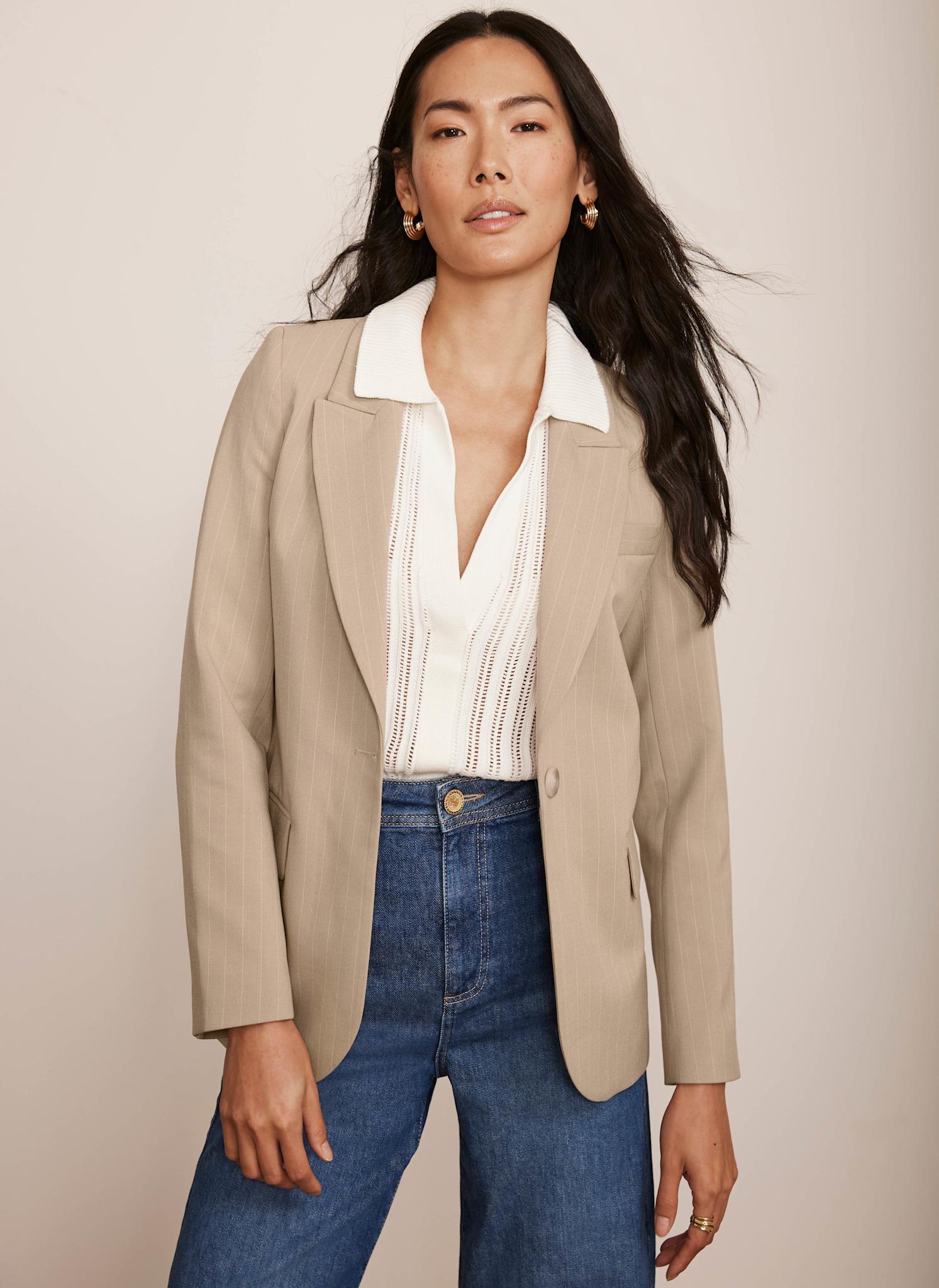 Neutral Pinstripe Blazer