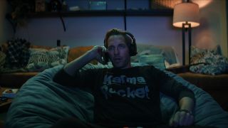 Screenshot of Ryan Hansen's Kyle in Karma Rocket t-shirt in Nobody Wants This