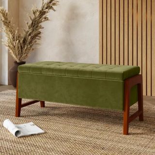 green velvet storage bench from dunelm