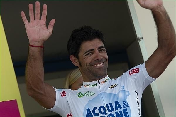 Stage five winner Danilo Napolitano (Acqua &amp; Sapone) on the podium.