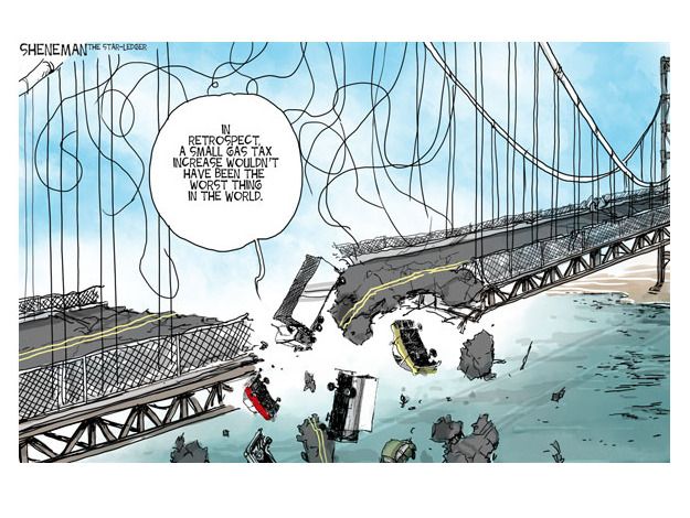 Political cartoon gas tax infrastructure