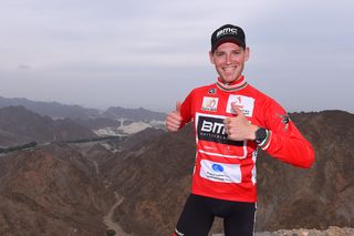 Ben Hermans in the leader's jersey at the Tour of Oman