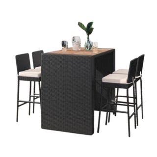 Arnisa four person compact black rattan outdoor dining table and chairs