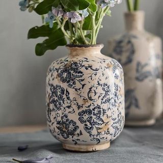 Blue Floral Ceramic Vase