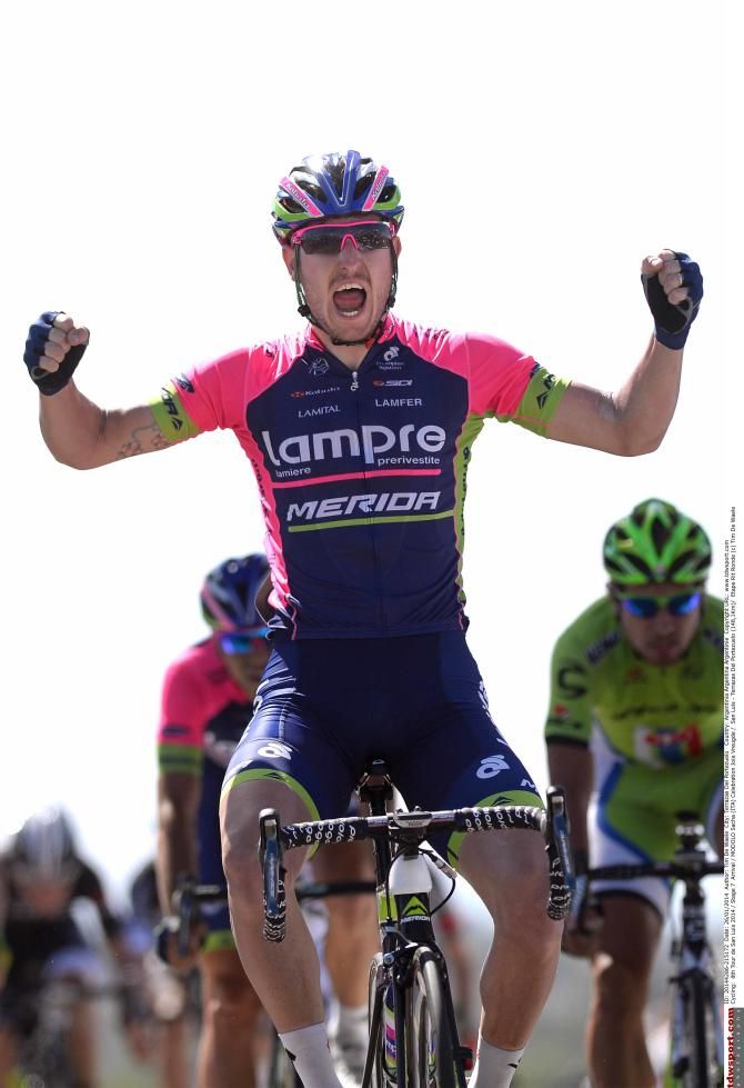 Sacha Modolo won after a perfect lead out from Lampre-Merida)