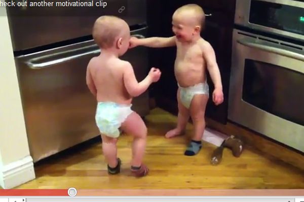 Screenshot of &#039;Two Babies Having a Conversation&#039; video. Credit: Youtube user 21CMCD 