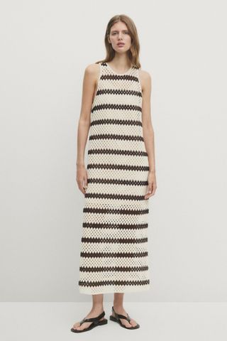 Massimo Dutti Striped Crochet Midi Dress