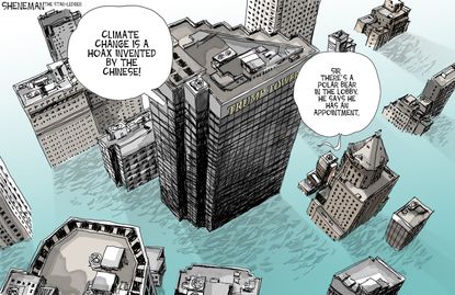 Political cartoon U.S. Donald Trump Climate change Chinese hoax
