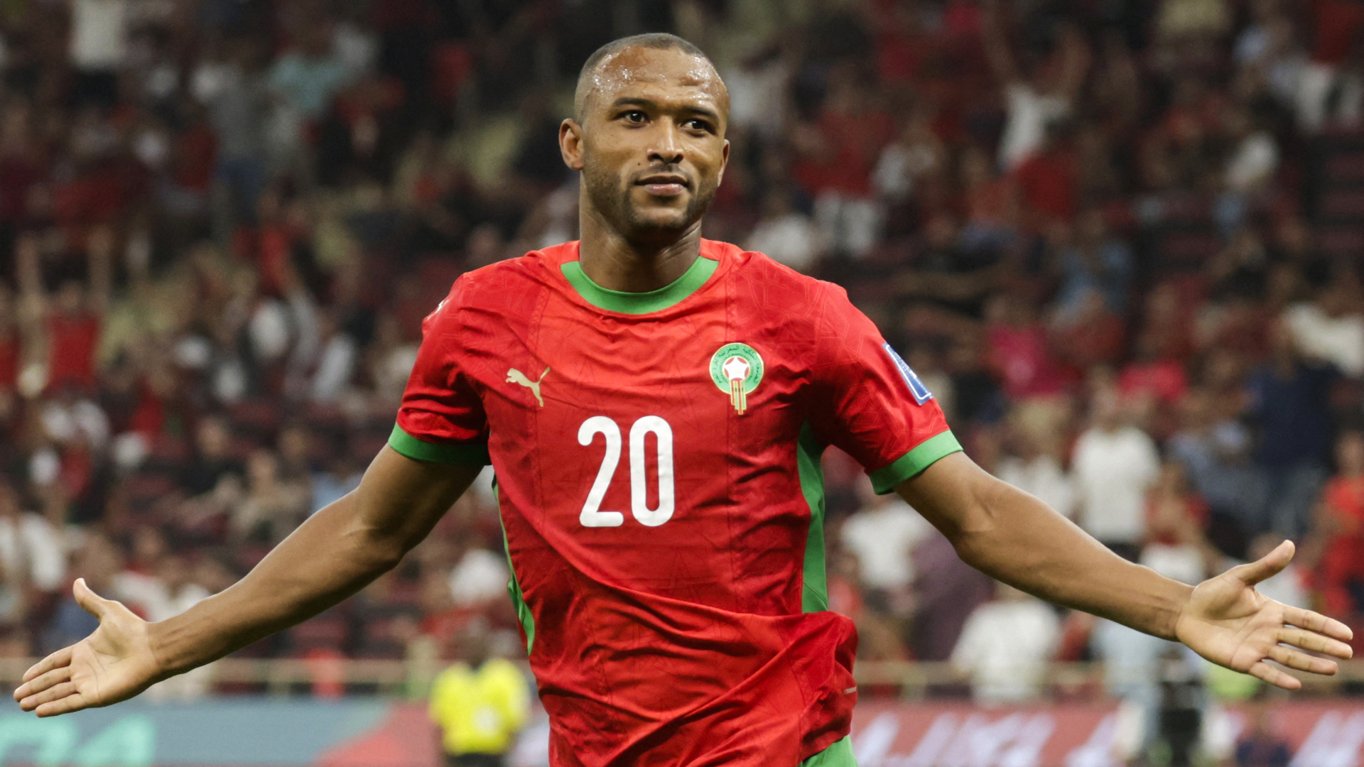Morocco&#039;s forward Ayoub El Kaabi celebrates scoring during the FIFA World Cup 2026 Group E African qualification football match between Morocco and Niger at the Prince Moulay Abdellah Sports Complex in Rabat on September 5, 2025.
