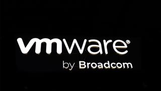 VMware by Broadcom logo and branding in white lettering pictured on a black background.