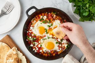 A skillet of shakshuka