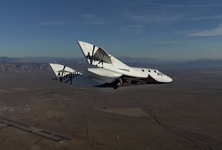 A stunning shot of the VSS2 in action, during the first drop and glide test of SpaceShipTwo on Oct. 10, 2010.