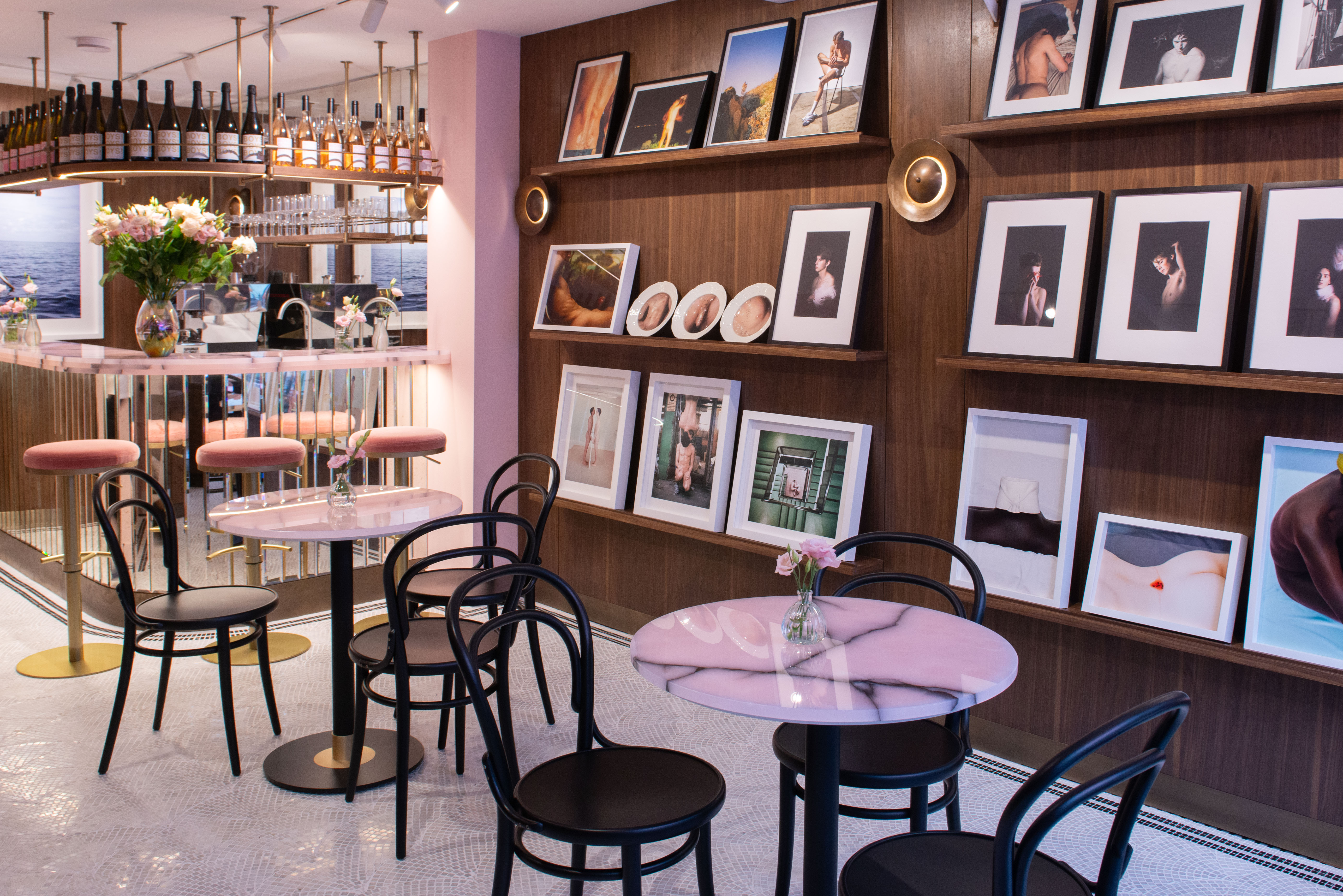 the interiors of boys boys boys gallery cafe in london