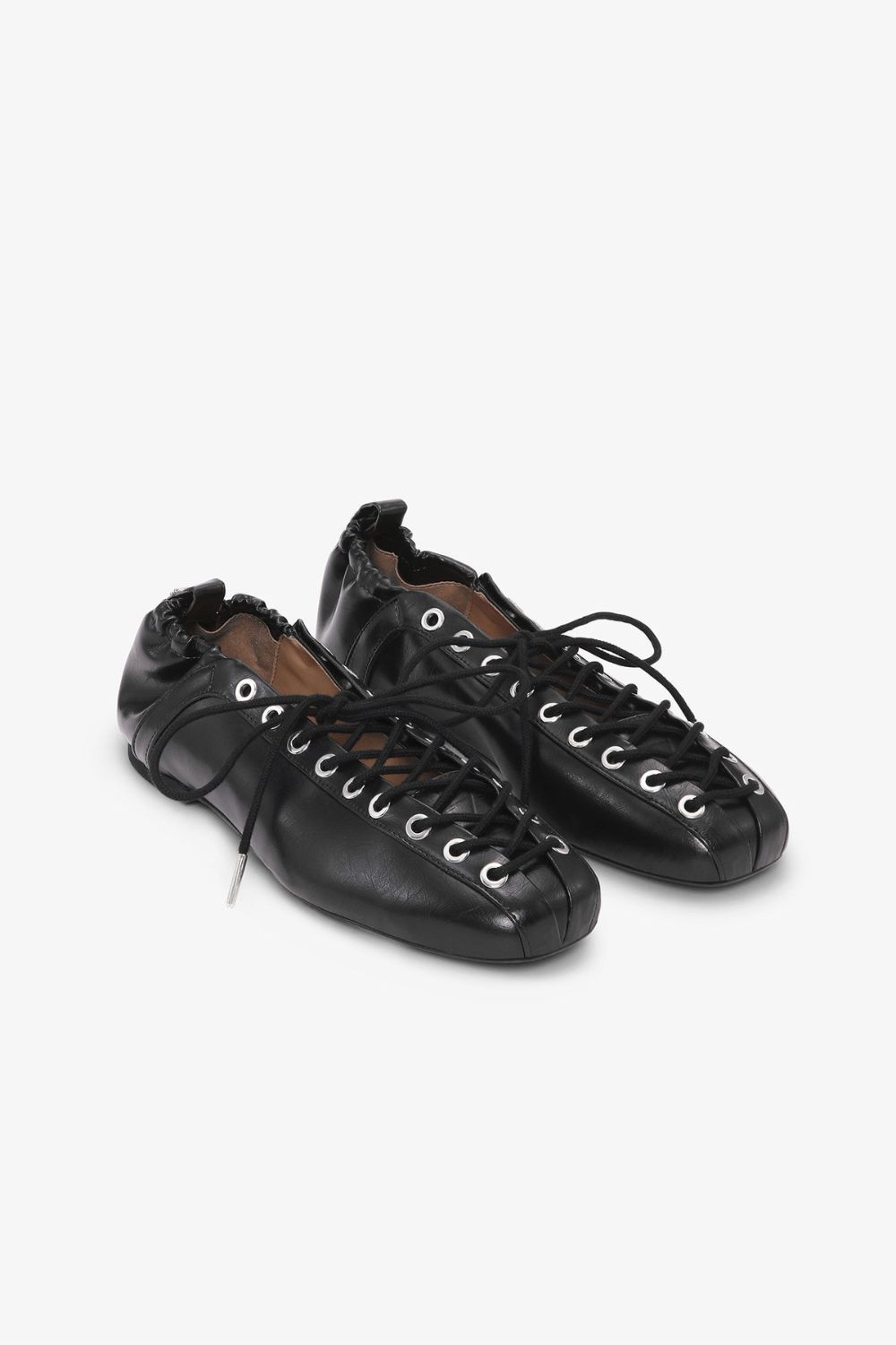 ganni lace up black ballerinas