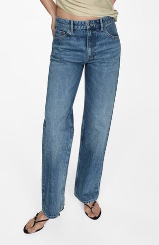 Relaxed-Jeans mit mittelhohem Bund und geradem Bein