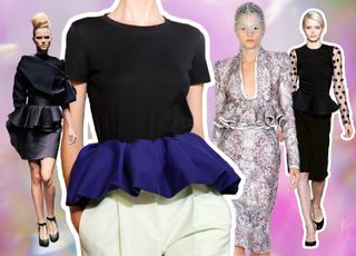 Graphic of models wearings peplum tops from the 2010s