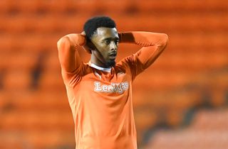 Blackpool's Tashan Oakley-Boothe during the Bristol Street Motors Trophy Third Round match between Blackpool and Burton Albion at Bloomfield Road on January 10, 2024 in Blackpool, England. (Photo by Dave Howarth - CameraSport via Getty Images)