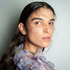 model with silky hair