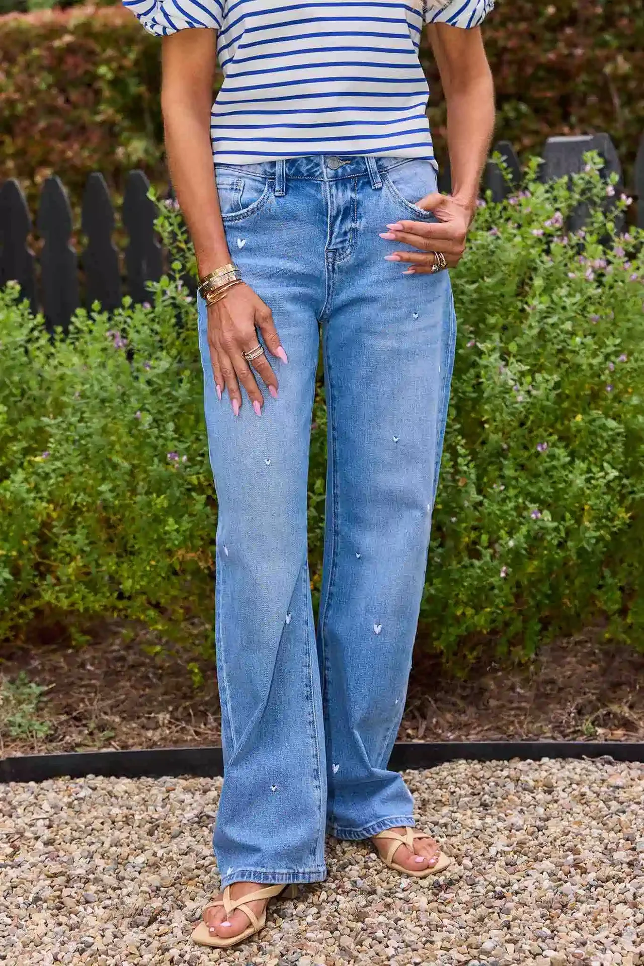 BAYEAS, Hadley Medium Wash Embroidered Jeans