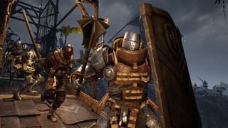 Warhaven screenshot - medieval knights in armor rushing into battle