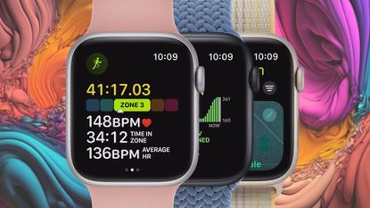 Apple Watch SE 2 against colourful background