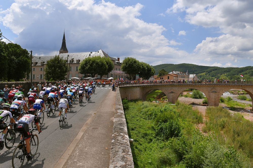 The peloton in action during stage 15 at the Tour de France